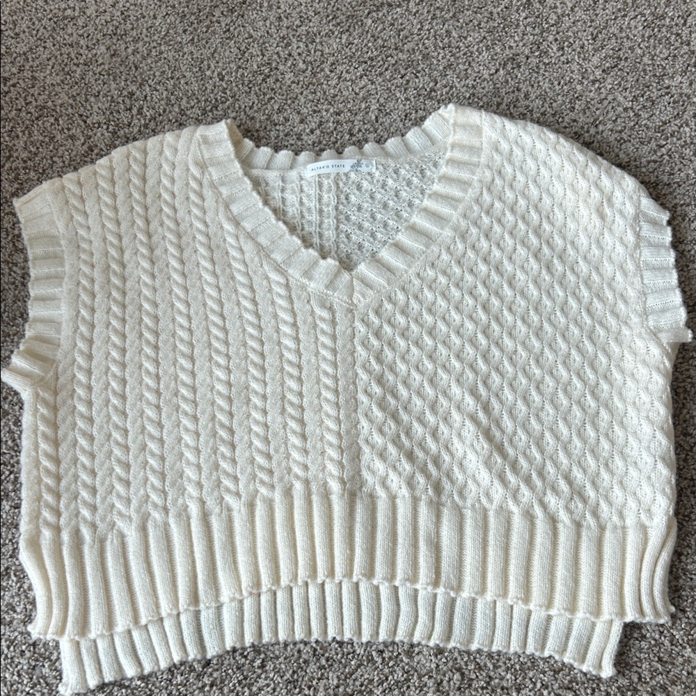 Altar'd State Ivory Textured Knit Top